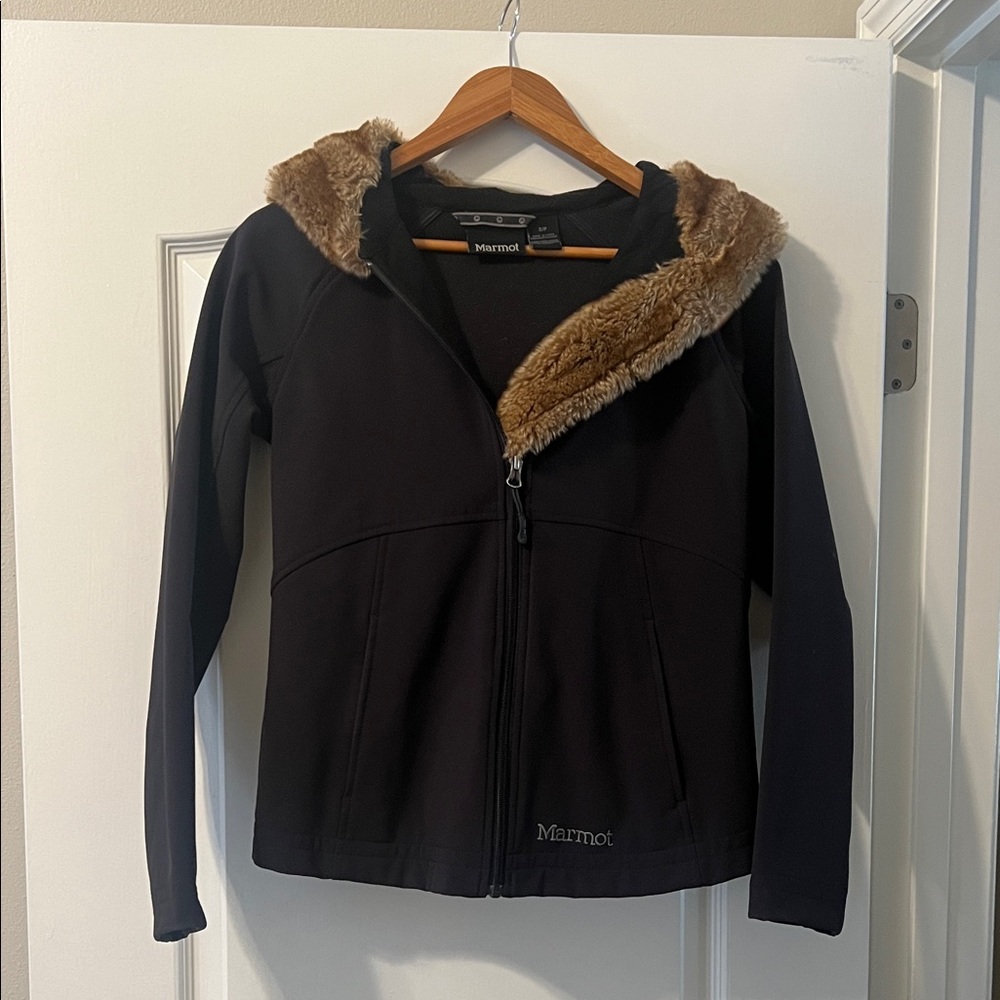 Marmot Women's Dark Jacket with Faux Fur Trim